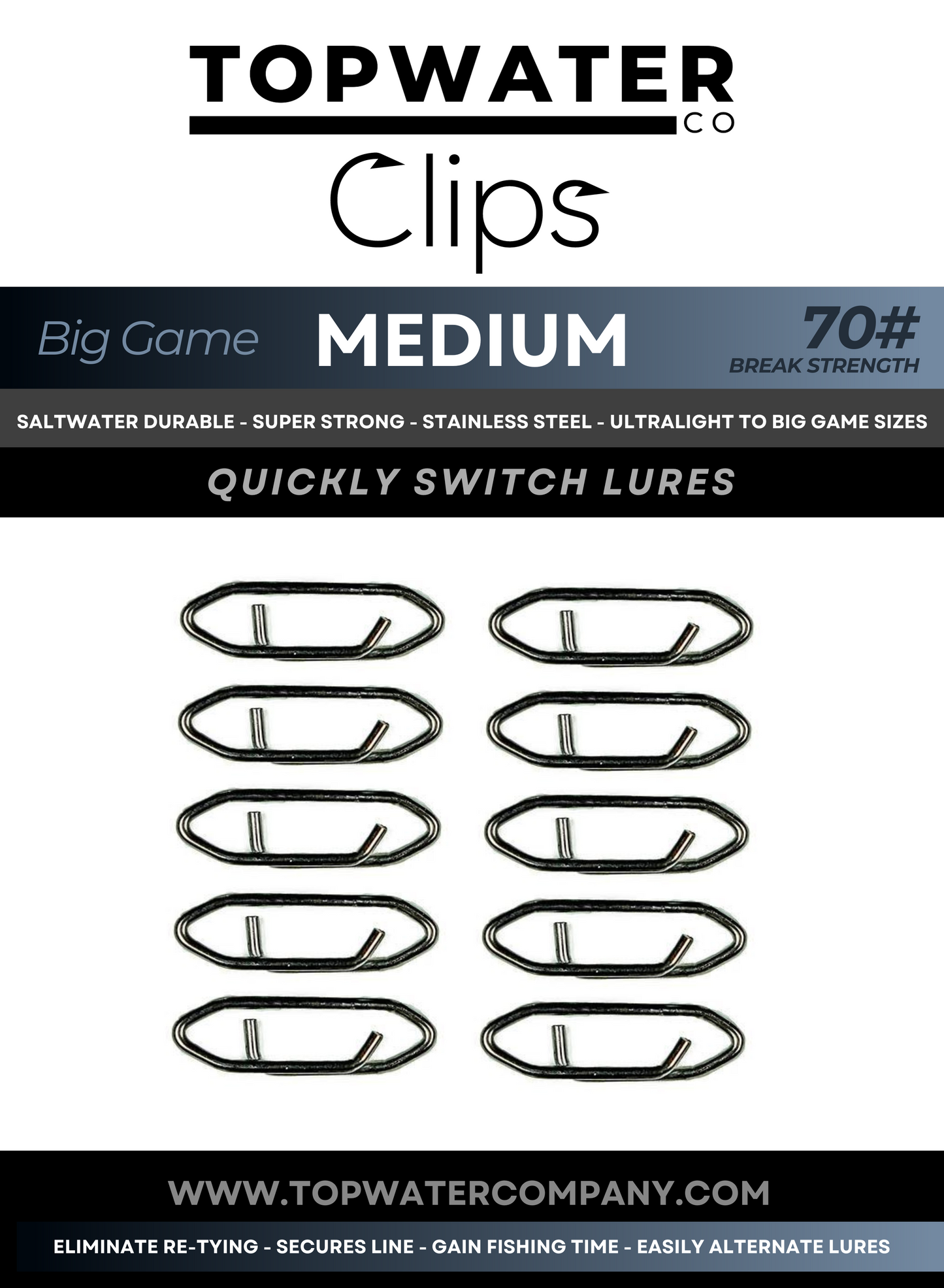 Topwater Co Speed Clips (15-45-70-120lbs)