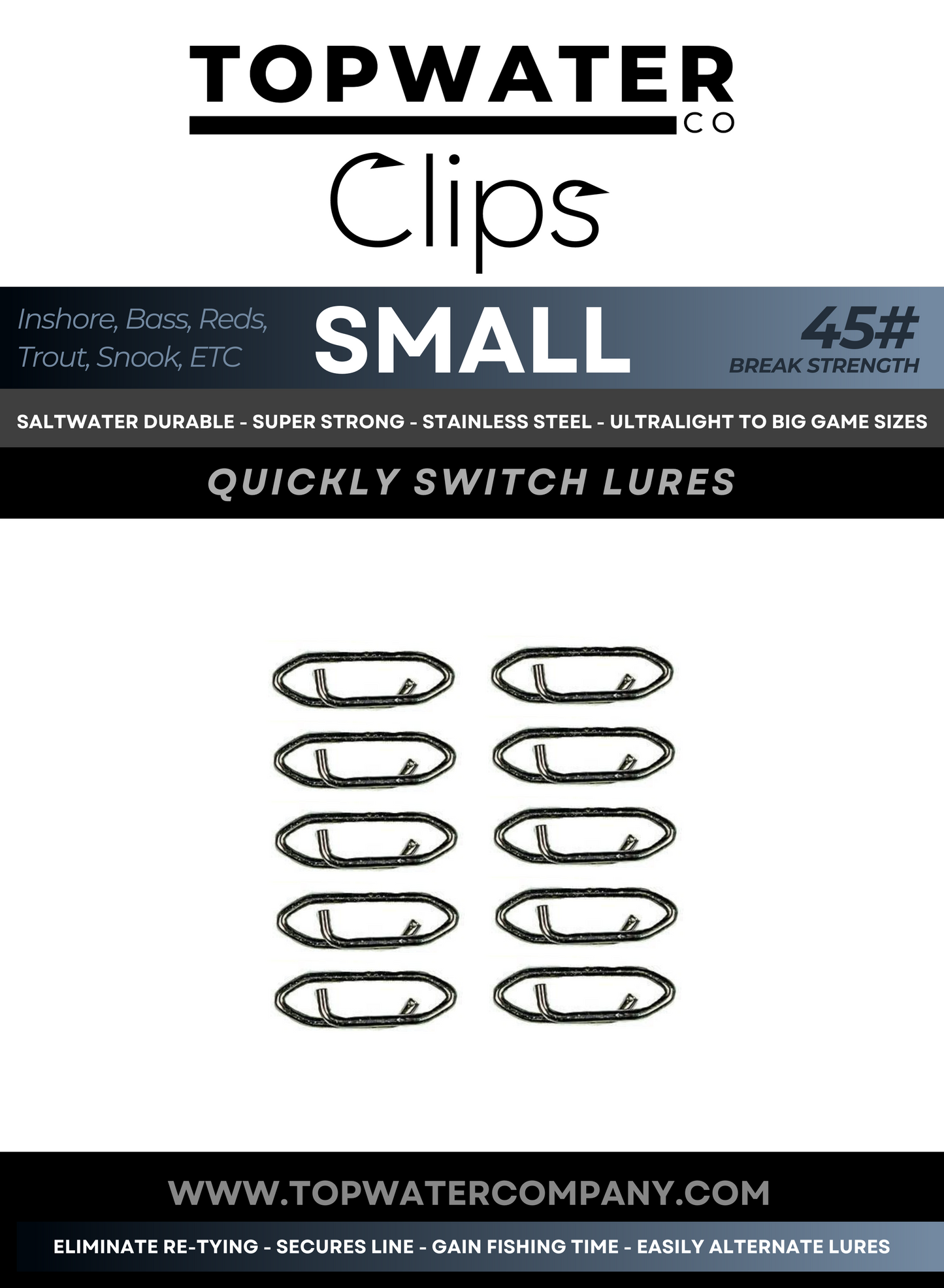 Topwater Co Speed Clips (15-45-70-120lbs)